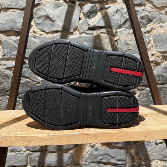 Prada Linea Rossa 2018 America's Cup Black Leather Mesh High-top Sneakers - Picture 7 of 13